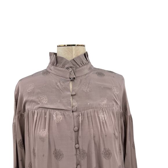 Sandra Mansour x H&M Jacquard Oversized Maxi Dress Kaftan Tan Size Large - Picture 5 of 16